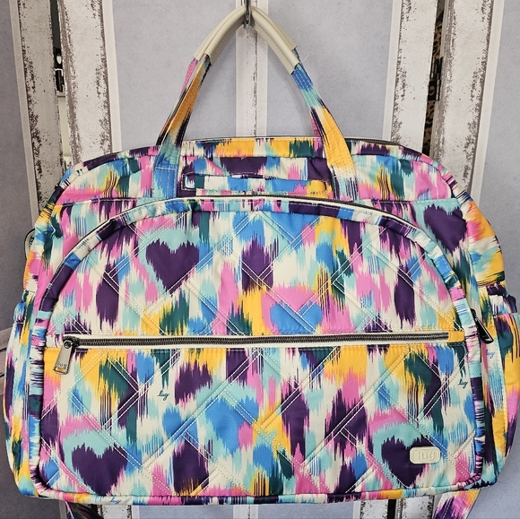 Retails For $87, NWOT Lug Steamboat Jumbo Travel Tote In Ikat Multi - Picture 2 of 11